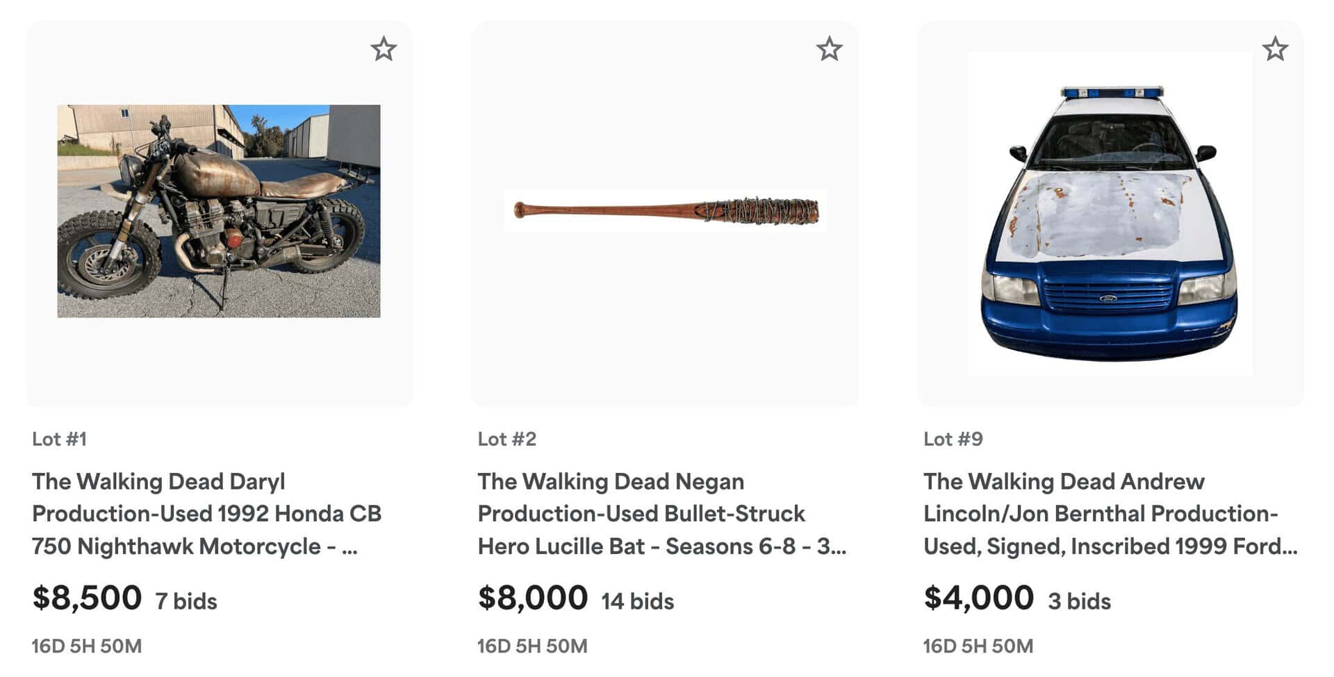 2022 AMC's The Walking Dead Auction.