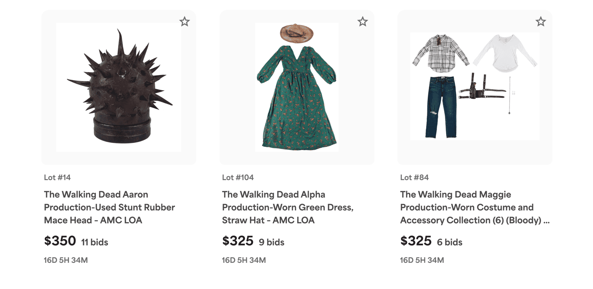 2022 AMC's The Walking Dead Auction.